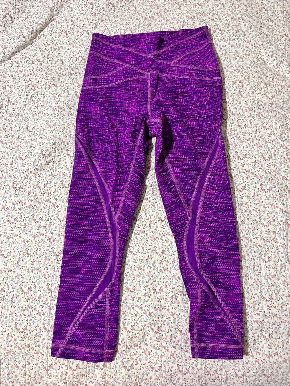Lululemon Purple Heathered Cropped Leggings - Stretch Performance. Size 4
